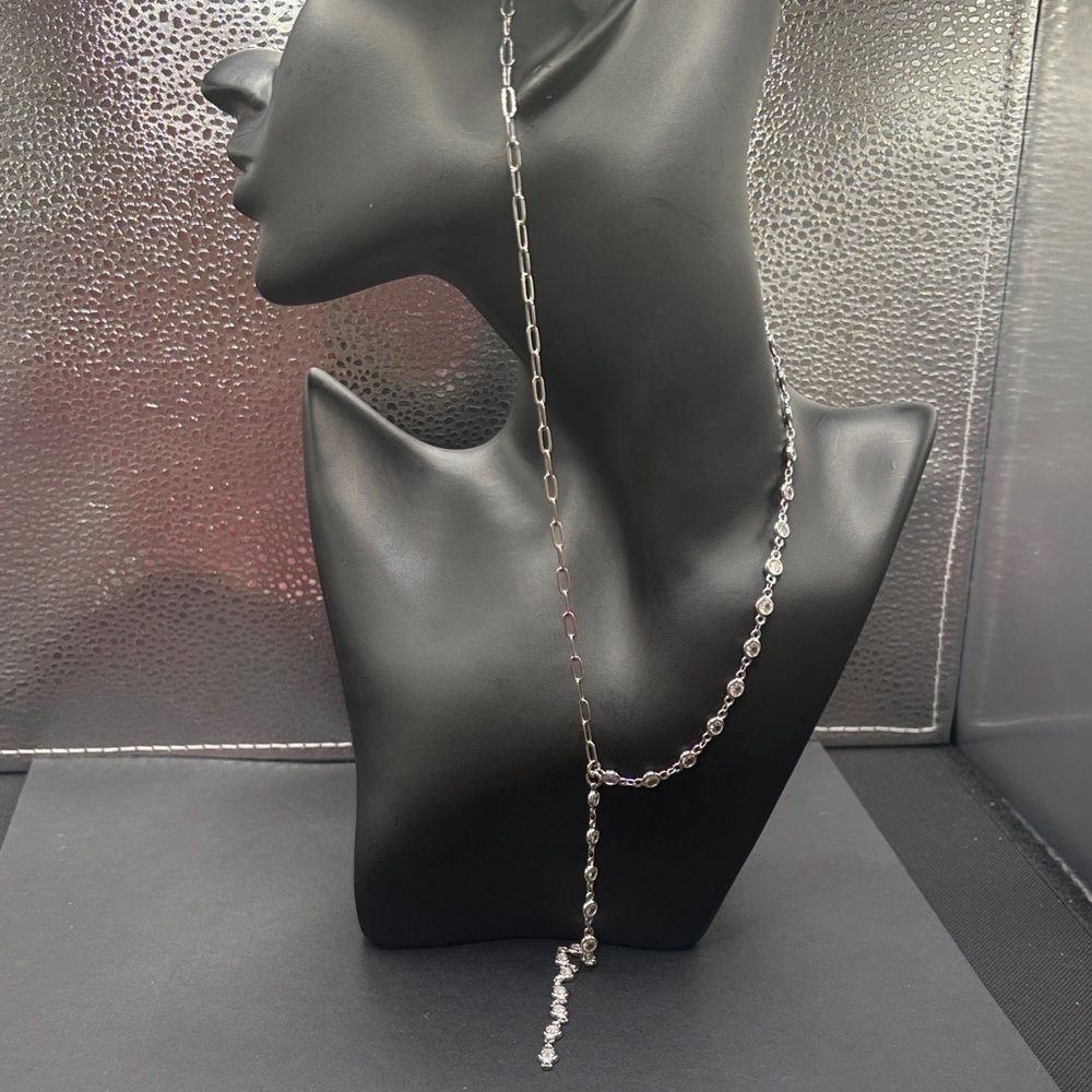Hot Sterling Silver Cz Chain Necklace